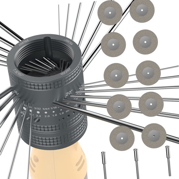 Electrode Sharpener Grinder Head TIG Welding Tool Set Cut-Off Slot with 10 Wheels 6 Sizes 8 Angles and 3 Mandrel