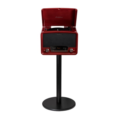 Electrohome 7-in-1 Vintage Vinyl Record Player Stereo System with 3-Speed Turntable Bluetooth AM/FM Radio CD Aux In RCA/Headphone Out Vinyl/CD to MP3 Recording & USB Playback w/ Metal Stand