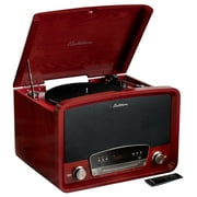 Electrohome Kingston 7-in-1 Vintage Vinyl Record Player Stereo System with 3-Speed Turntable, Bluetooth, AM/FM Radio, CD, Aux In, RCA/Headphone Out, Vinyl/CD to MP3 Recording & USB Playback RR75C