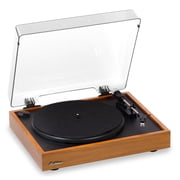 Electrohome Montrose Vinyl Record Player 2-Speed Belt-Drive Turntable, with Audio-Technica Stylus, Speed Control Motor, Built-in Preamp, Wood Plinth, Anti-resonant Platter, Auto-Stop RR35