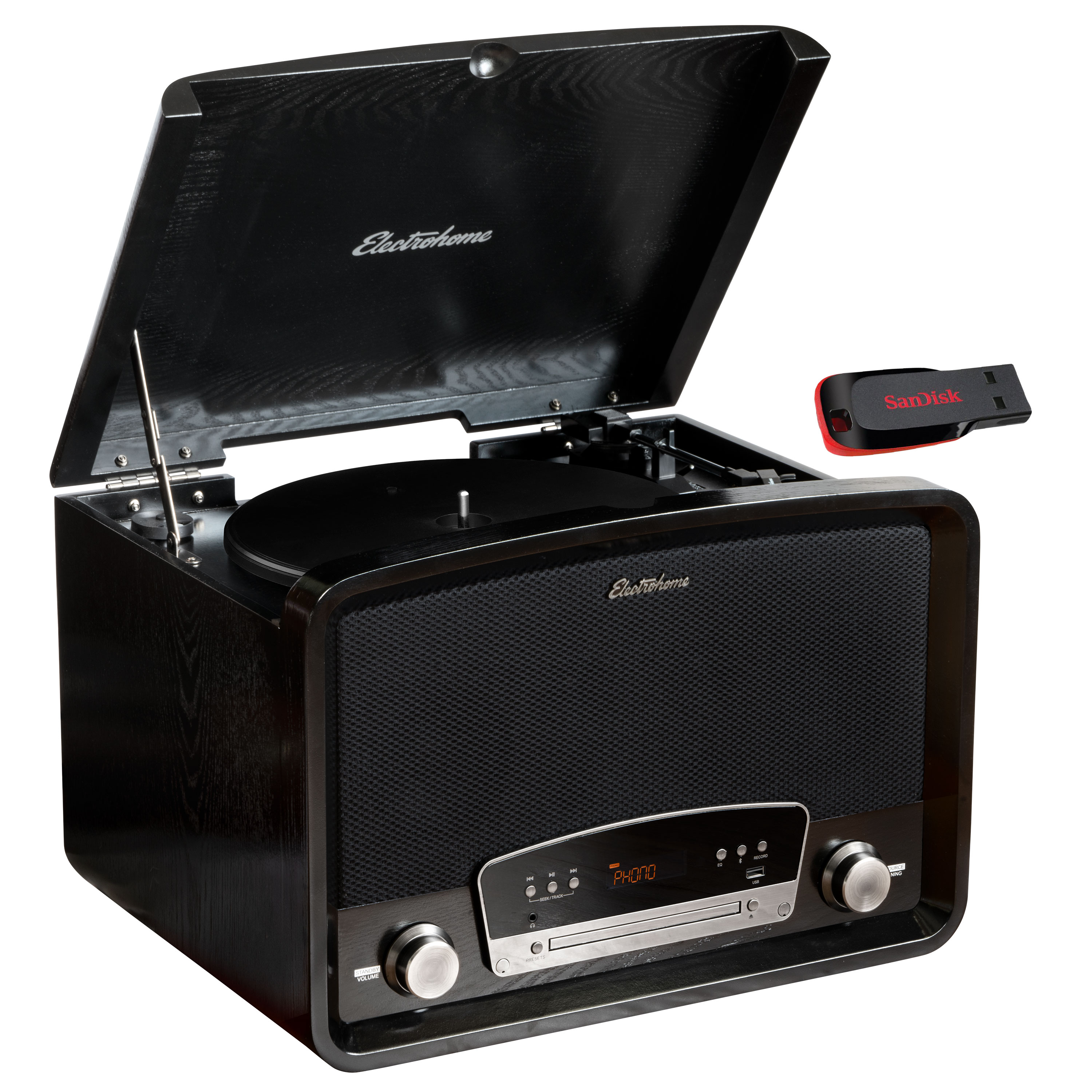 Electrohome Vinyl Record Player, Bluetooth Radio CD Vinyl to MP3, 32GB USB Drive - image 1 of 9