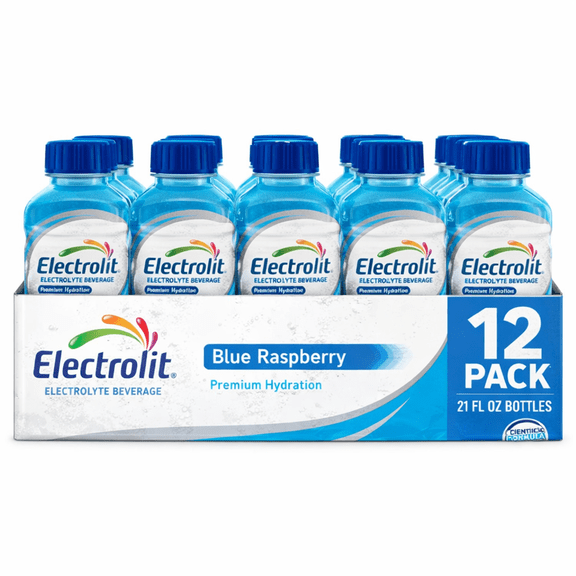 Electrolit Blue Raspberry Electrolyte Beverage 21 fl oz Bottles 12 Pack Premium Hydration Drink