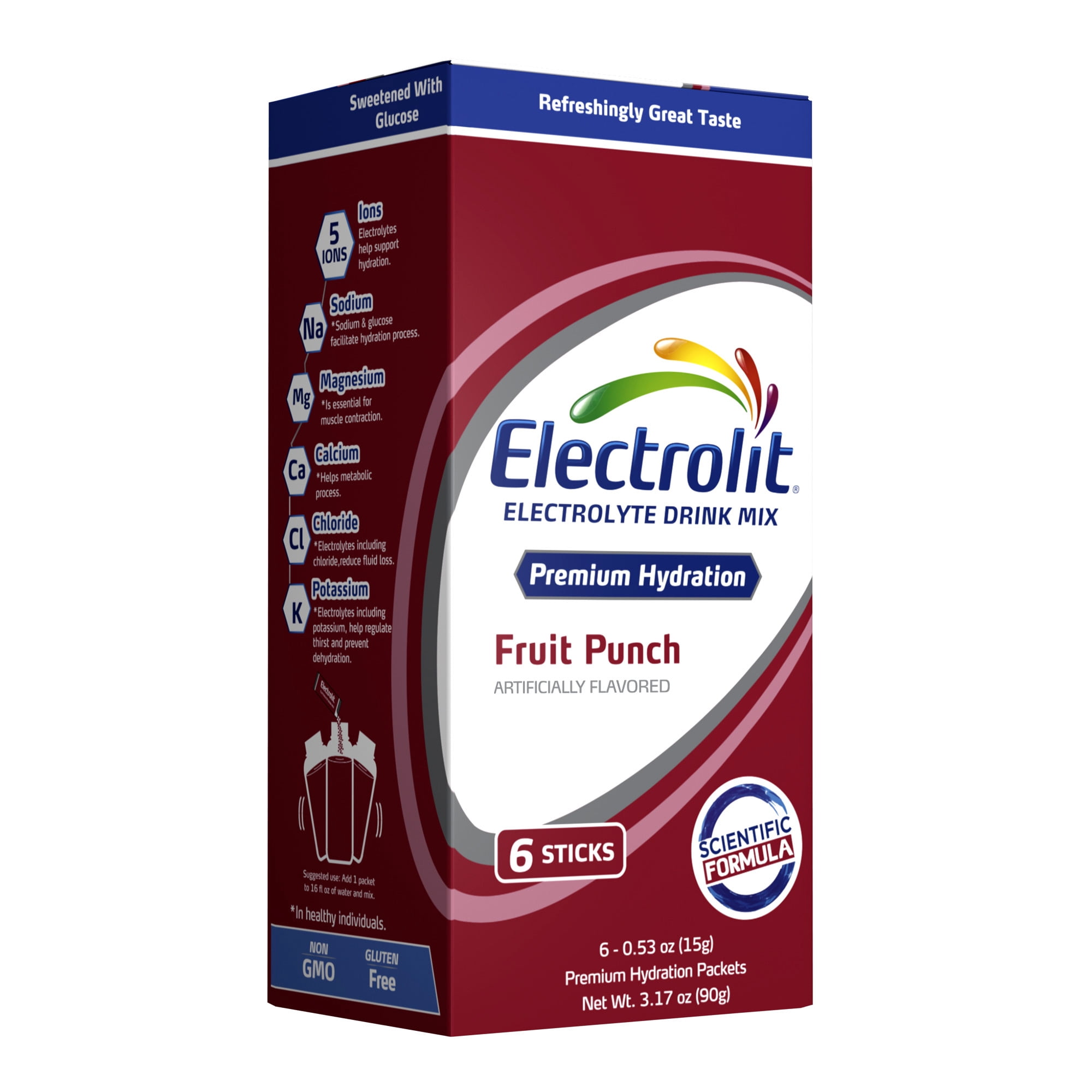 Electrolit Powder Drink Mix, Fruit Punch, 1 Box of 6 Packets