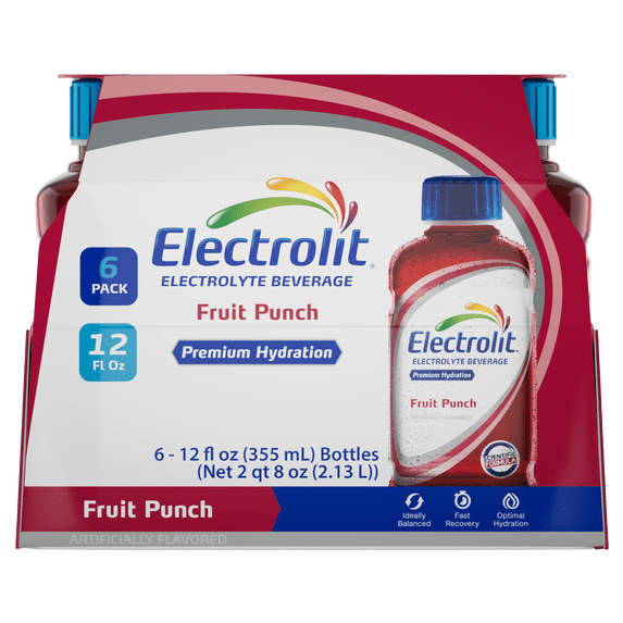 Electrolit Electrolyte Drink, Fruit Punch, 6pk 12.0 oz Bottle