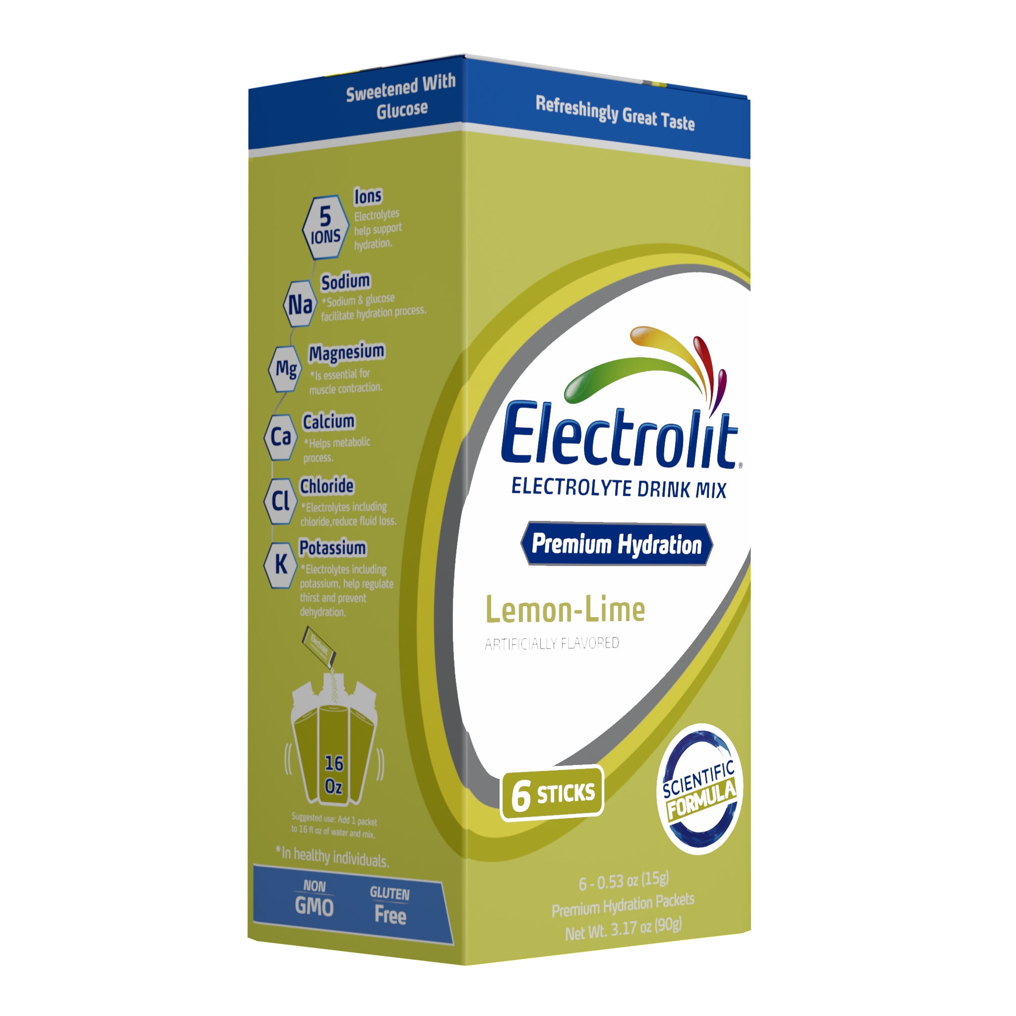Electrolit Powder Drink Mix, Lemon-Lime, 1 Box of 6 Packets