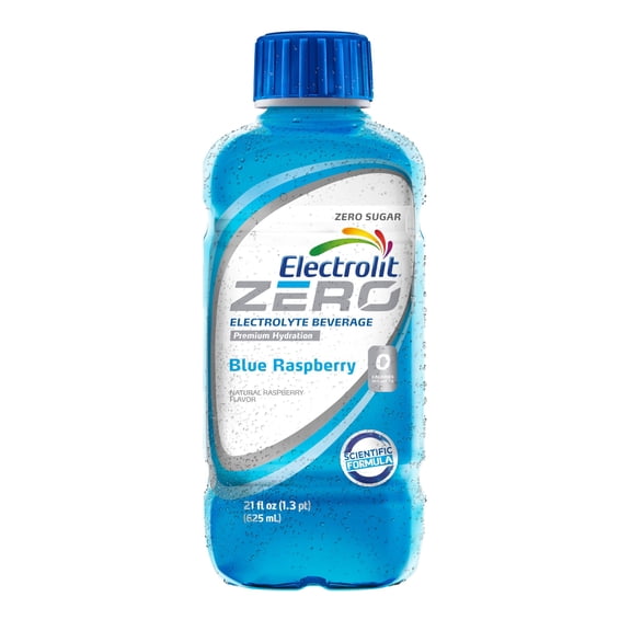 Electrolit Zero, Electrolyte Beverage, Blue Raspberry, 21 Fl Oz bottle Pack of 12