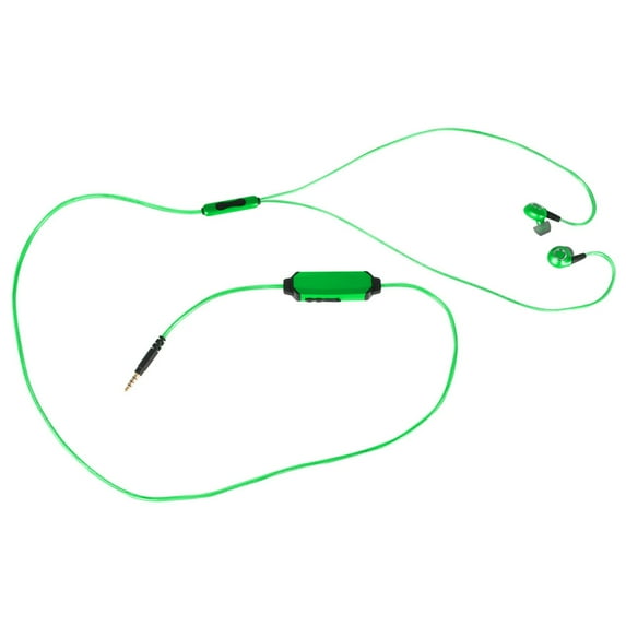 Electroluminscent Audio Response Light up Athletic Earbuds Headphone, Green