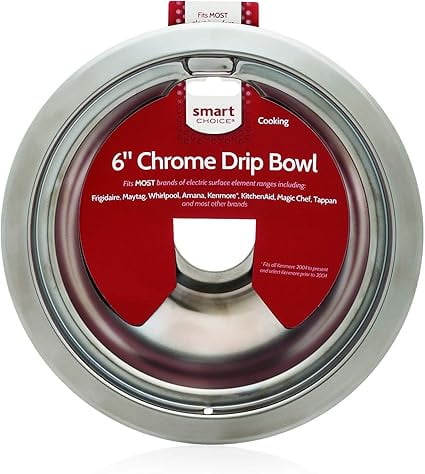 Frigidaire 6 in. Chrome Drip Bowl, Fits Most Electric Coil-element Ranges, L304430992, 1 pack