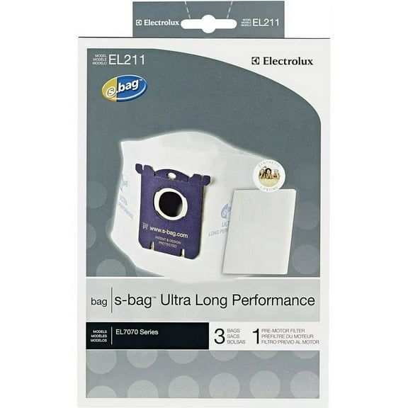 Electrolux S-Bag Ultra Longer Performance Synthetic Vacuum Bags, Pack of 3 with 1 Filter