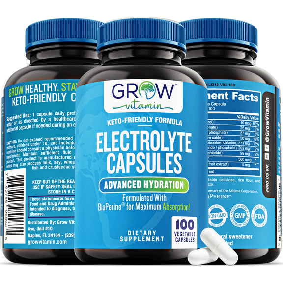 Grow Vitamin Electrolyte Capsules Supporting Energy, Endurance, and Hydration