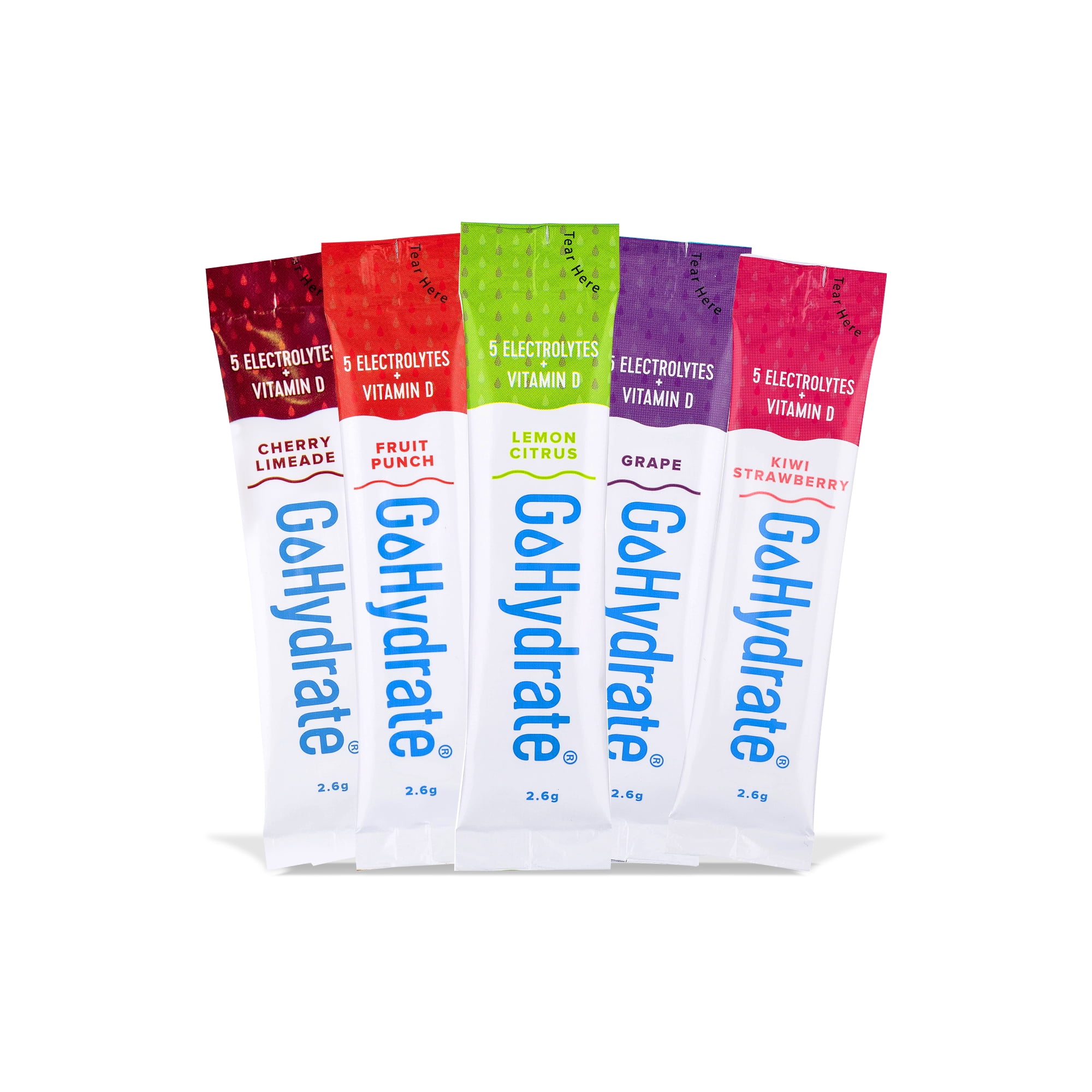 Electrolyte Hydration Drink Mix with Vitamin D, Non GMO Electrolyte Powder Hydration Pack, Mixed Flavors, 10 Hydration Powder Packets - GoHydrate