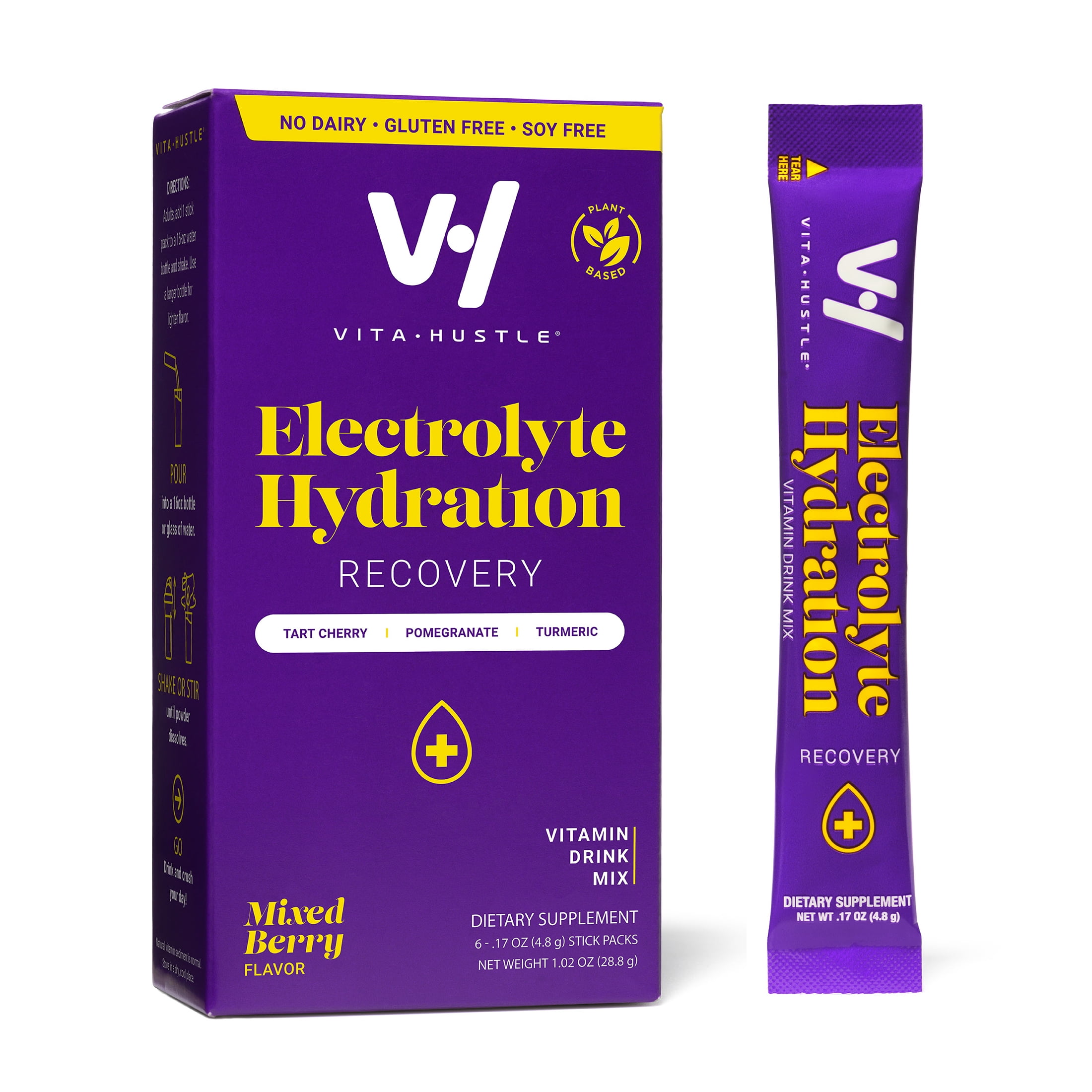 Electrolyte Hydration + Muscle Recovery Powder Packet Drink Mix, Berry, 6 Count