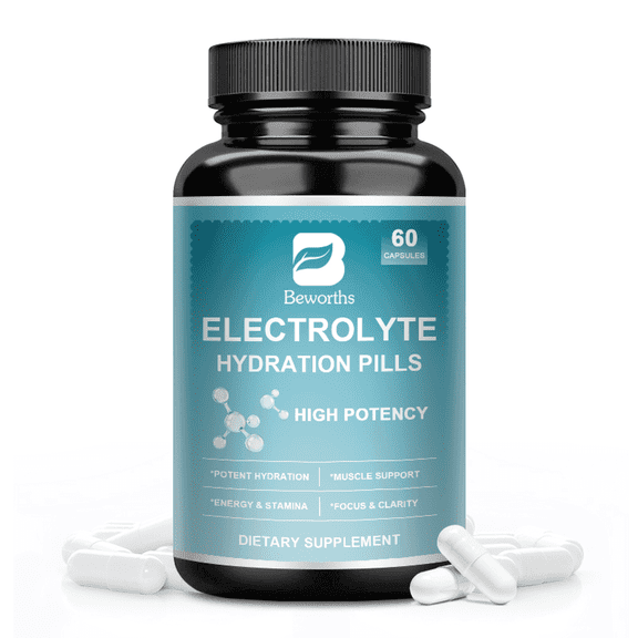 Electrolyte Hydration Pills | Electrolyte Supplements with Magnesium, Potassium | 60 Capsules