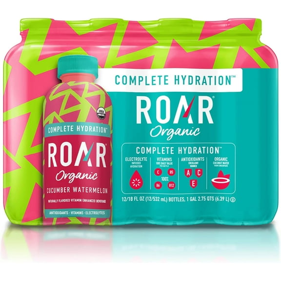 Electrolyte Infusions - USDA Organic - Cucumber Watermelon - with Antioxidants, B Vitamins, Low-Calorie, Low-Sugar, Low-Carb, Coconut Water Infused Beverage 18 Fl Oz (Pack of 12)