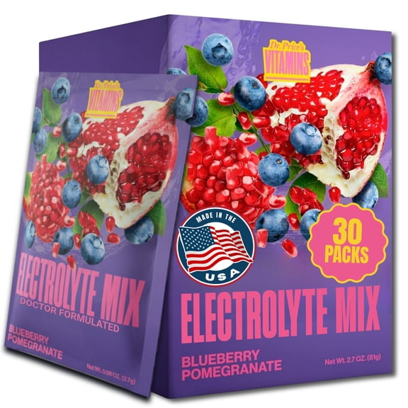 Dr. Prices Electrolyte Mix Blueberry Pomegranate Flavor, 30 Packets | Sugar-Free Hydration Powder with Trace Minerals
