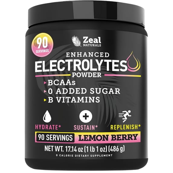 Zealot Electrolyte Powder - 90 Servings | Keto Electrolytes | Zero Sugar | Lemon Berry