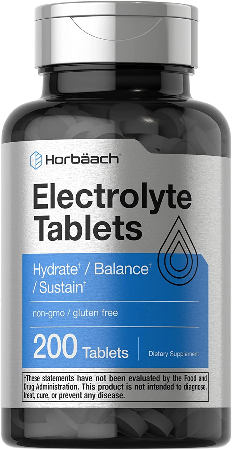 Electrolyte Tablets | 200 Count | Vegetarian Hydration Supplement for Men and Women | by Horbaach