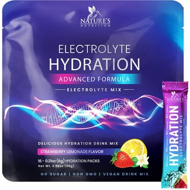 Electrolytes Powder Packets, Hydration Drink Mix with 6 Electrolytes & Minerals, Daily Electrolyte, Liquid Replenisher, Sugar-Free, Keto Friendly, Vegan, Non-GMO, Strawberry Lemon Flavor, 16 Servings