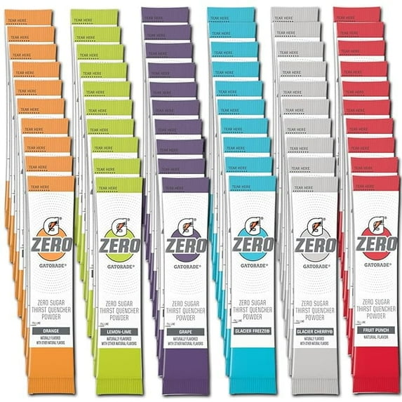 Electrolytes Powder Packets Variety - 60 Pack - 6 Flavor - Glacier Freeze, Orange, Grape, Fruit Punch, Lemon Lime & Glacier Cherry