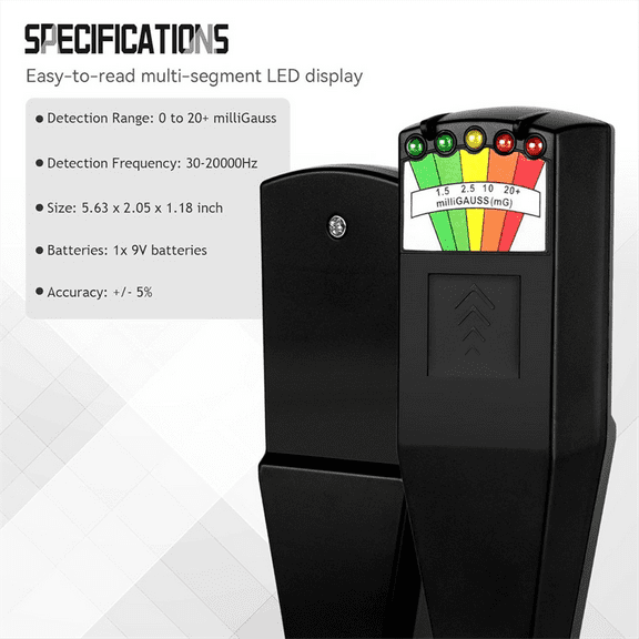 Electromagnetic Field Radiation Tester Catch Ghosts Paranormal Equipment Detector 5 LED Gauss EMF Meter A,1 * Electromagnetic Field Radiation Tester kit 1 * English instruction manual,Black