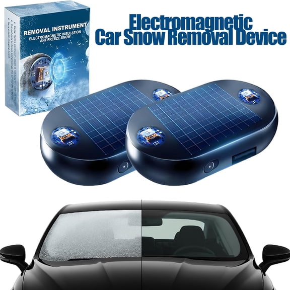 Electromagnetic Snow Melter, 2026 Anti-Freeze Electromagnetic Car Snow Removal Device, Car Antifreeze Interference Instrument Scraping Defroster with Solar Charging for Suv Cars Windshield(2PCS)
