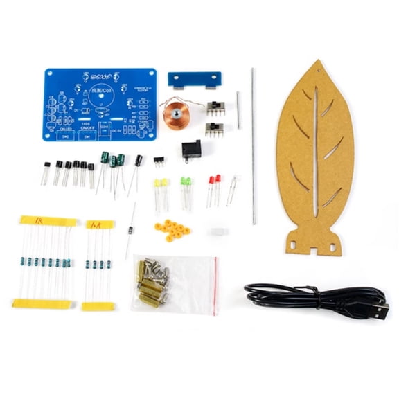 Electromagnetic Swing Soldering Kit for STEM Education Leaf Shape Pendulum Needle with LED Light DIY Electronics Project