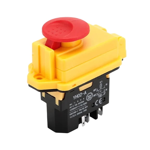 Electromagnetic Switch Yh02A 250Vac 18A 5 Pin Safety Estop Push Button Switch For Industrial Machinery Control