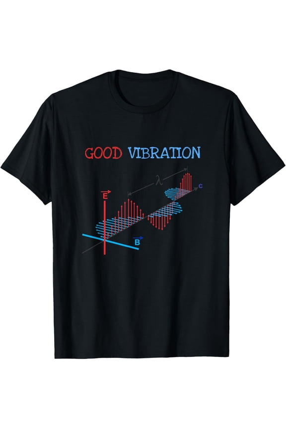 Electromagnetic Waves Fun Physics Physicist Good Vibrations T-ShirtMen and women, White Black T-shirt, size: Extra large S-540XL