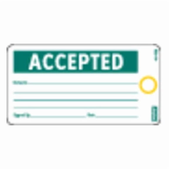 Tag, Accepted, Cardstock, 5 3/4 in H x 2 7/8 in W, White, Rectangle, 25 PK Y602517