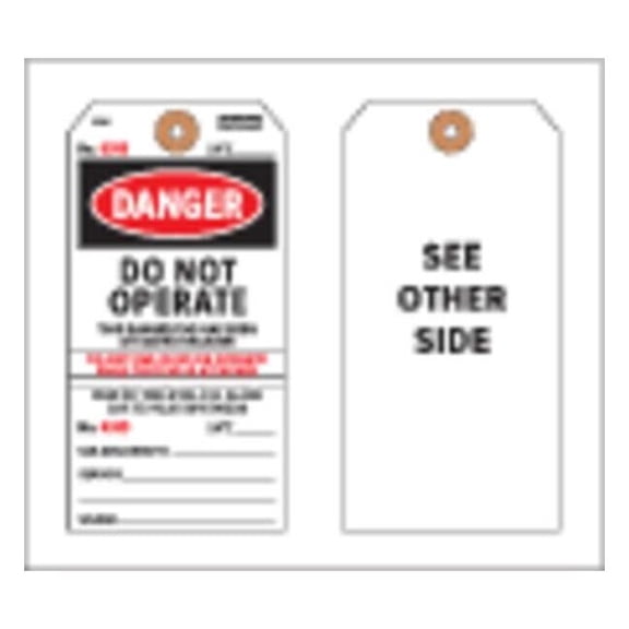 Electromark Danger Tag,5-3/4 x 2-7/8 In,PK100 Y602696
