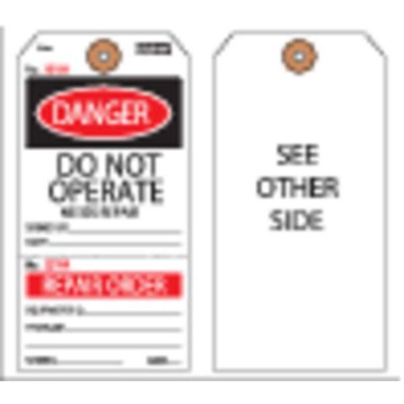 Electromark Danger Tag,5 3/4in H,2 7/8in W,PK100 Y625854