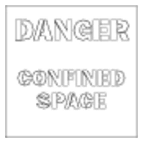 Stencil, Danger Confined Space, 3 in Character Height, Polyethylene, Clear