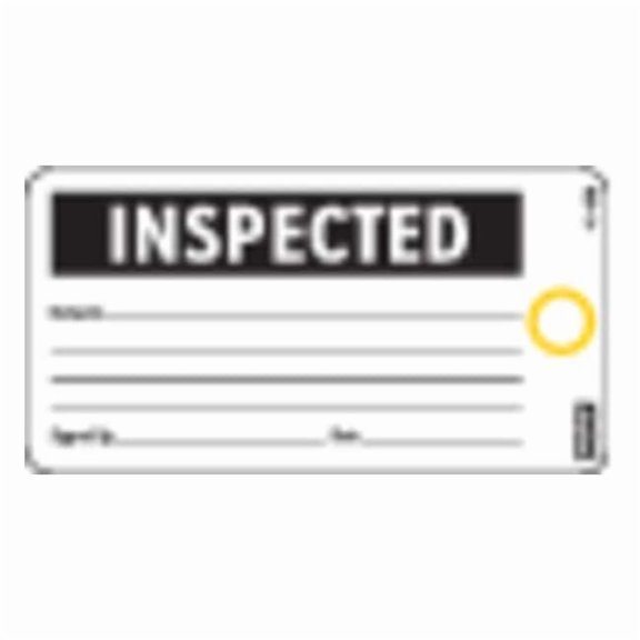 Electromark Inspected Tag,3 x 5-3/4 In,Bk/Wht,PK25 Y625755