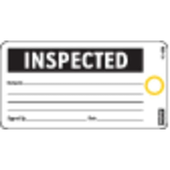 Electromark Inspected Tag,3 x 5-3/4 In,Bk/Wht,PK25 Y625755