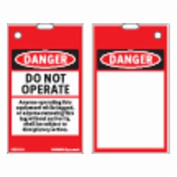Lockout Tag, Danger, Polyester, 3-1/4" Width, 5-5/8" Height, ,200 PK Y604448