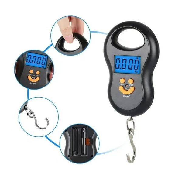 Electronic 50Kg 10g Hanging Scale LCD Kitchen Digital Scale Backlit Fishing Scale Pocket Scale Travel Luggage Scale