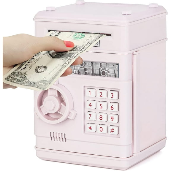 Electronic ATM Piggy Bank for Kids with Password Protection & Auto Money Roller, High Capacity Coin and Bill Savings Box Toy Gift for Boys Girls Age 3-12