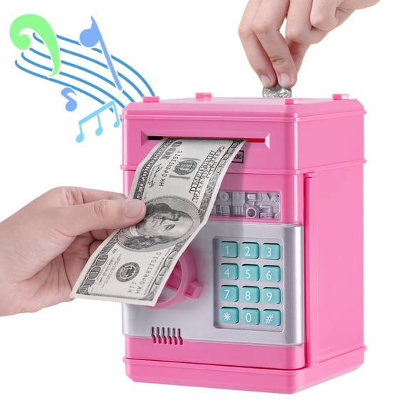 Electronic ATM Piggy Bank with Security Password Lock, Mini Money Safe Box for Kids, Fun Educational Toy & Perfect Gift for Boys & Girls
