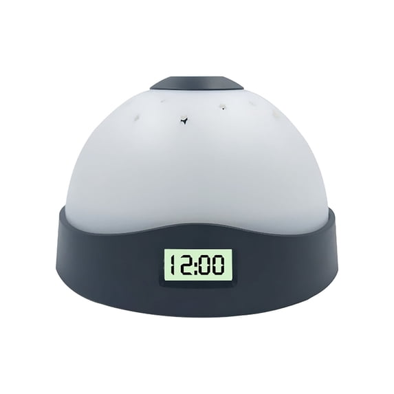 Electronic Alarm Clock with Colorful Night Light and Star Moon Sky Projection, Semi-Circle Design, Battery Not Included, Digital Desk Clock for Bedroom, Kids Room, Home Decor,Black