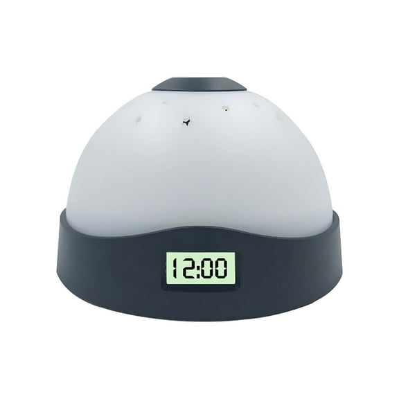 Electronic Alarm Clock with Colorful Night Light and Star Moon Sky Projection, Semi-Circle Design, Battery Not Included, Digital Desk Clock for Bedroom, Kids Room, Home Decor,Black