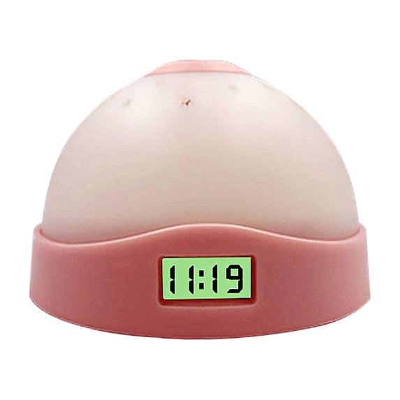 Electronic Alarm Clock with Colorful Night Light and Star Moon Sky Projection, Semi-Circle Design, Battery Not Included, Digital Desk Clock for Bedroom, Kids Room, Home Decor,Pink