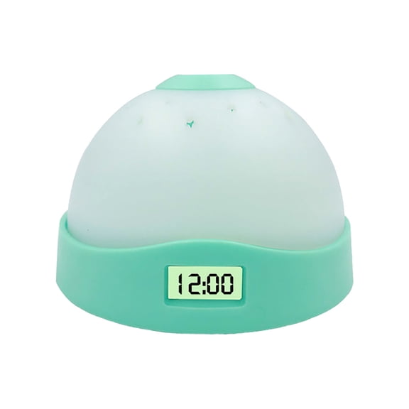 Electronic Alarm Clock with Colorful Night Light and Star Moon Sky Projection, Semi-Circle Design, Battery Not Included, Digital Desk Clock for Bedroom, Kids Room, Home Decor,Green