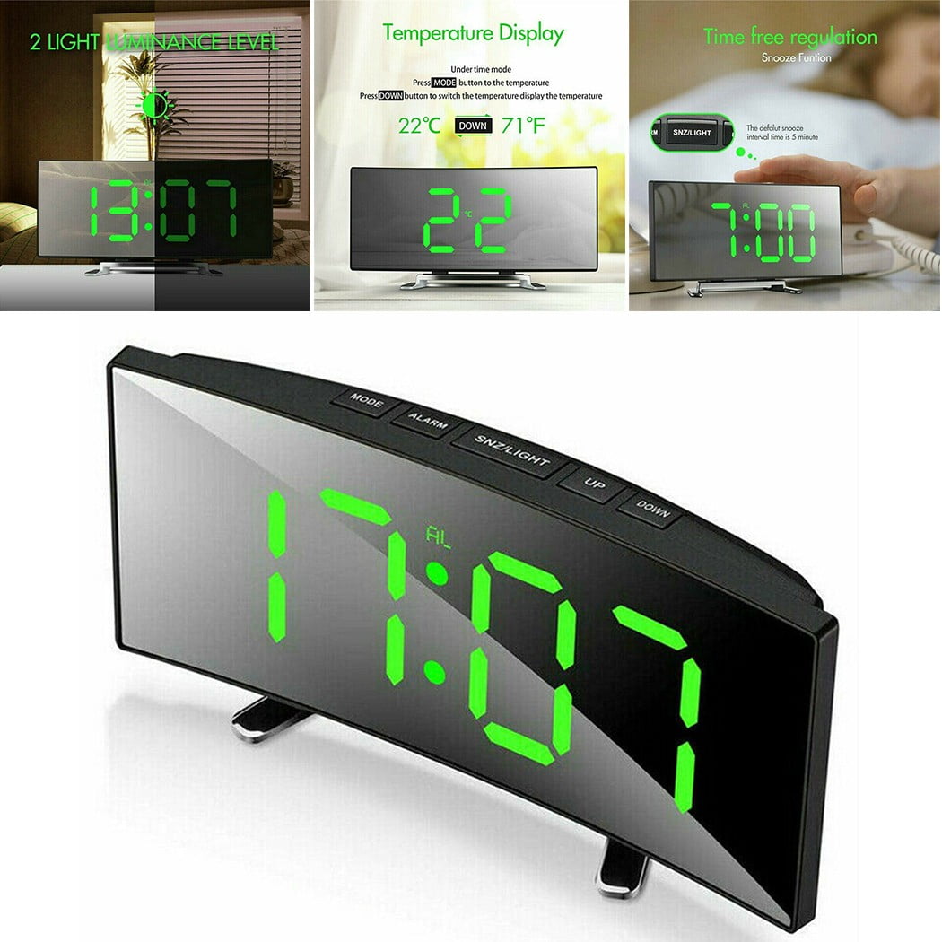 Electronic Alarm Clock Noiseless Design Digital LED Large Display
