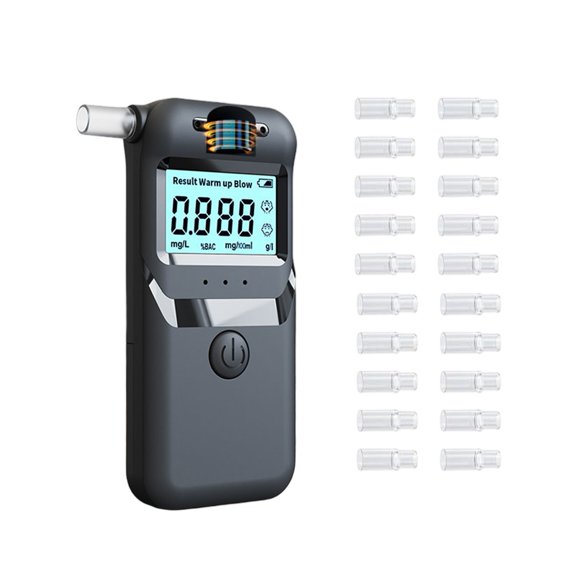 Electronic Alcohol Tester With 20 Hygienic Mouthpieces Portable Design With Digital Display for Precise Readings