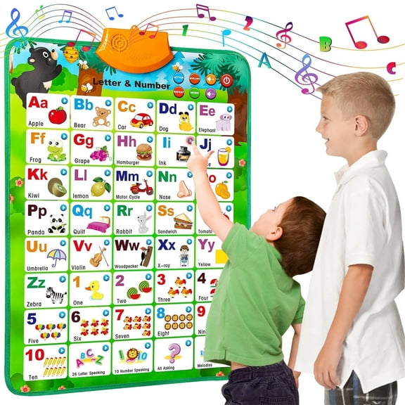 Electronic Alphabet Poster Toddler Toys, Interactive Toys Alphabet Wall Chart, ABC Chart for Toddlers, Montessori Learning Toys for Girls and Boys (Green)