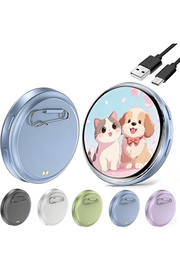 Electronic Badge Digital Display Pin, 1.8'' HD Touch Screen Electronic Digital Badge, Bluetooth App Control Keychain, Custom Photo Slideshow & Video Display for Anime/Star/Idol/Football Fans