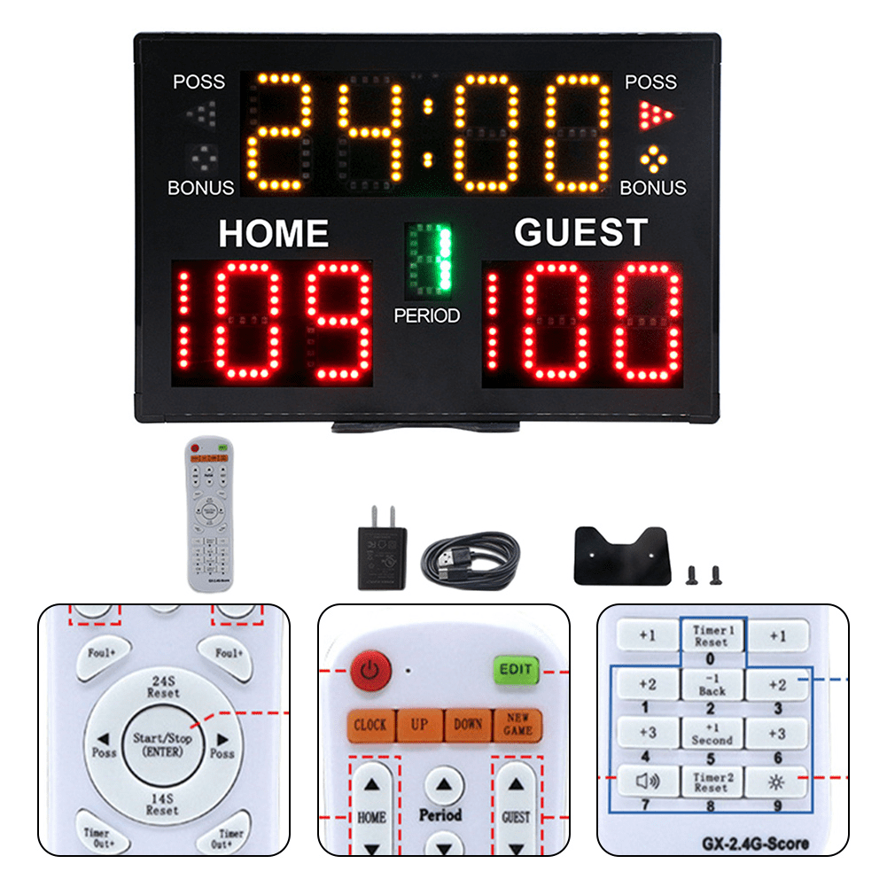 LED Sports Scoreboard Electronic Basketball Scoreboard With Remote ...