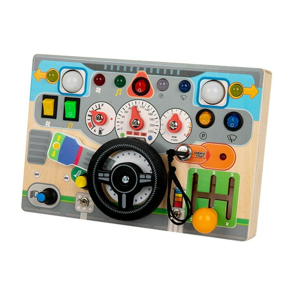 Electronic Busy Steering Wheel Early Childhood Education Wooden Led Light Busy Board Socket Switch Toys For Hands On Learning