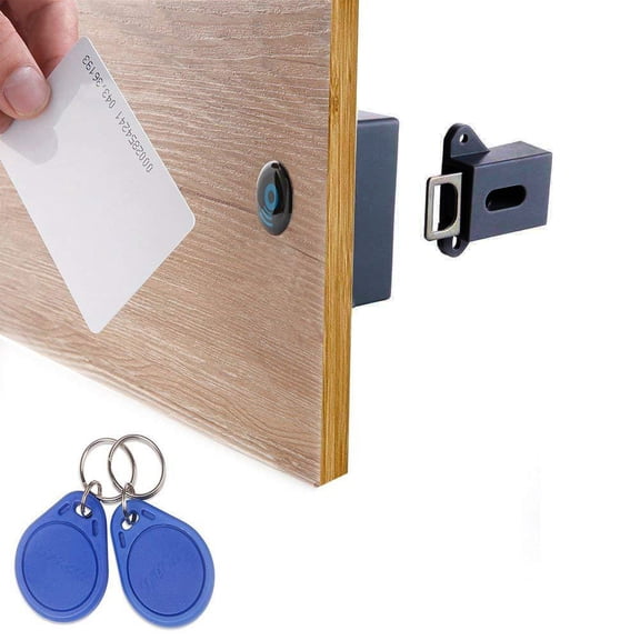 Electronic Cabinet Lock, Czzoypi Invisible RFID Hidden Lock, DIY Programmable Wooden Cabinet Drawer Locker Cupboard Security with Low Power Alarm, Black