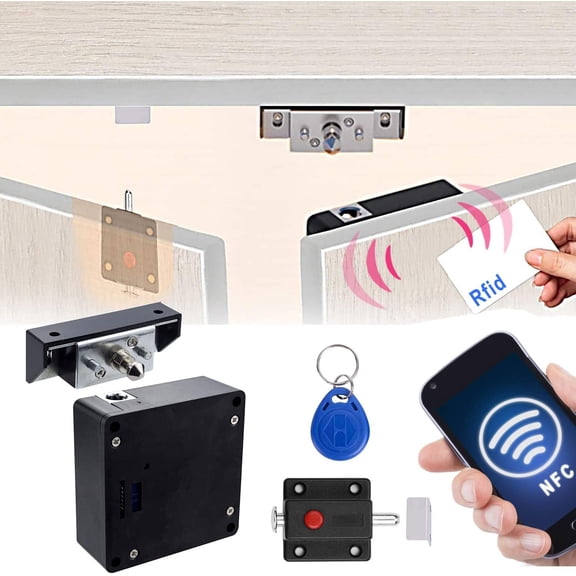 Electronic Cabinet Lock Smart Nfc Rfid Locks Diy With Slide Latch For Double Door Cabinets Drawer Wooden Cupboard